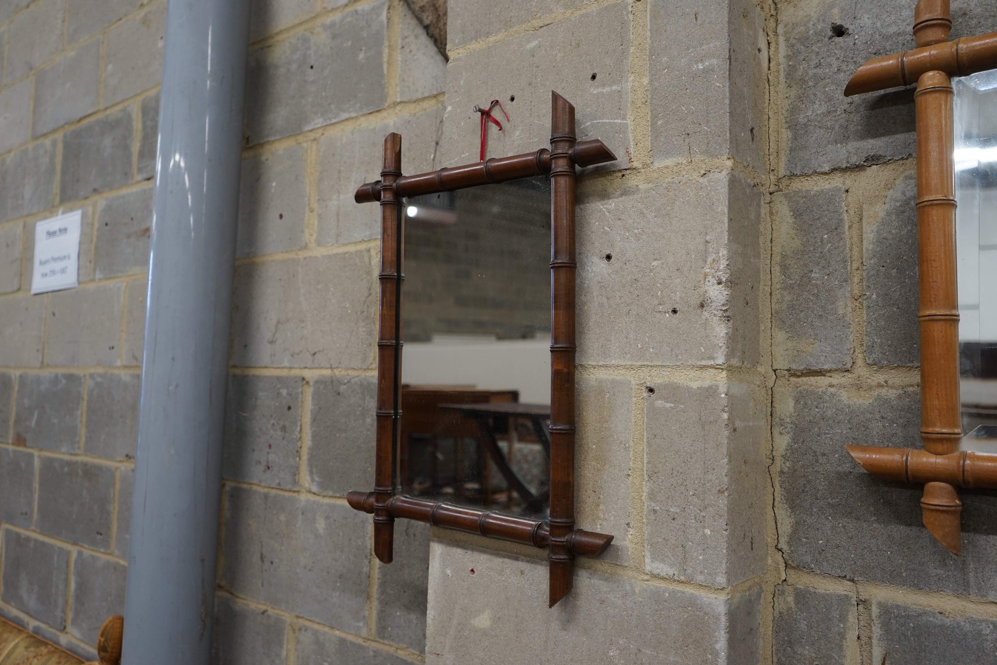 Two late 19th century rectangular faux bamboo wall mirrors, larger 80 x 59cm